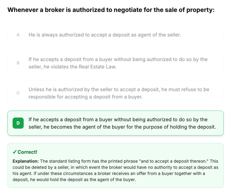 Practice question with correct answer selected and detailed professor explanation